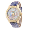 Luxurious Owl Leather Wristwatch