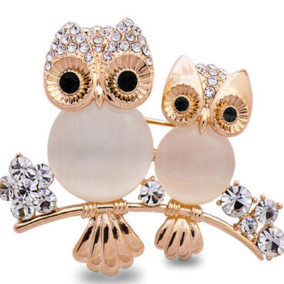 Cute Opal Owl Brooch