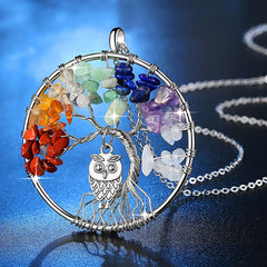 100% Handmade Multi-color Life Tree & Owl Necklace