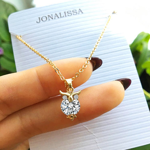 Crystal Owl Pendant Necklace