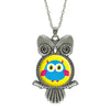 Glass Cabochon Owl Pendant Necklace