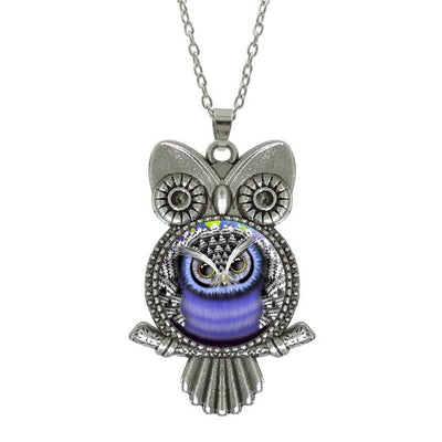 Glass Cabochon Owl Pendant Necklace